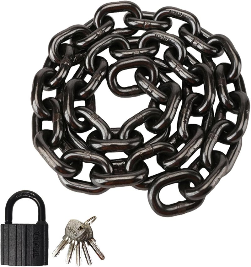 FYANER Heavy Duty Security Chain Lock with Padlock, 43 Inch 8mm Manganese Steel Chain, Anti-Rust & Anti-Theft - for Bike, Scooter, Motorcycle, Door, Gate, Fence - Image 1